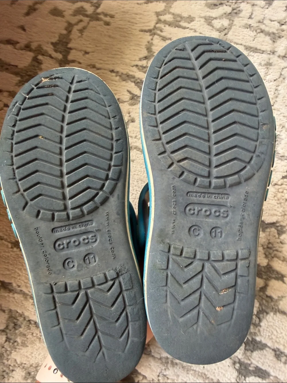 Crocs Kids Navy and Teal Adjustable Strap Sandals